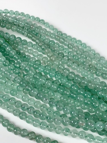 Grade AAA   Natural Green Strawberry Quartz Smooth Round Beads 15.5" Strand - Picture 6 of 8