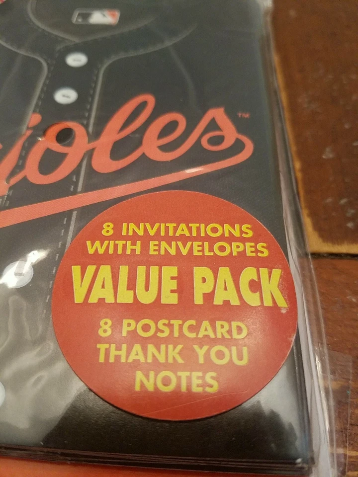 NEW MLB BALTIMORE ORIOLES BASEBALL BIRTHDAY PARTY INVITATIONS & THANK YOU NOTE - Image 3 of 4