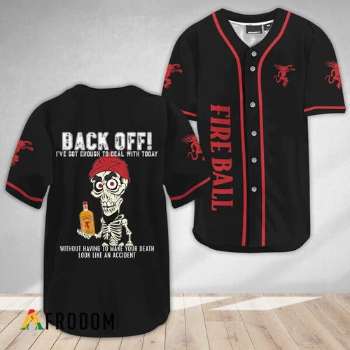 Achmed Back Off With Fireball Printed Baseball Shirt