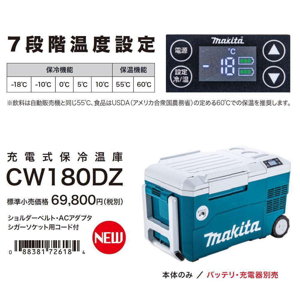 Makita rechargeable cold&hot storage CW180DZ 18V compatible Only 