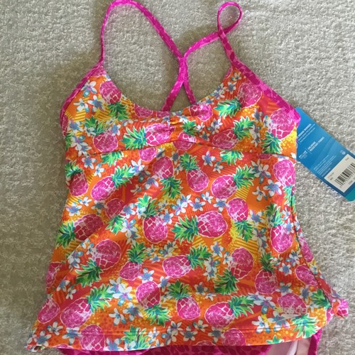 Speedo Girl's 2 Piece Tankini Swimsuit Racerback Orange Pink Multi 12 14 16 NWT! - Picture 5 of 6