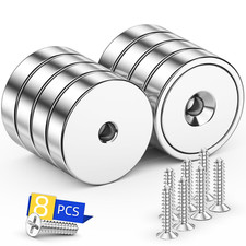 8 Pack Neodymium Cup Magnets, 60LBS Holding Force Strong Rare Earth Magnets with