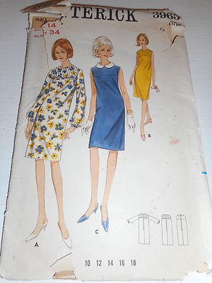 Vintage 1960s Butterick Size 14 3965 dress bust 34 cut pattern