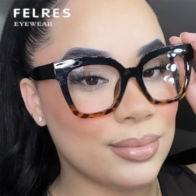 Blue Light Blocking Glasses For Women - Clear Square Reading Glasses With Full Frame 10 thumbnail image