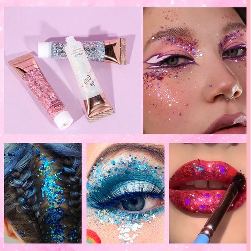 Face Glitters Body Gel Sequins Liquid Eyeshadow Chunky Glitter For Face Hair ц - Picture 6 of 22