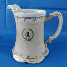 Rare Vintage Homer Laughlin Hudson Cream & White Crazed Pitcher  5" Tall