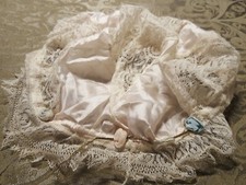 ANTIQUE VICTORIAN/EDWARDIAN   PINK SATIN CROCHET BOUDUOIR DUST/NIGHT CAP BONNET