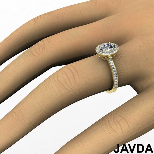 Anillo de compromiso de diamantes ovalados con bisel de Milgrain borde de Milgrain GIA E VS2 1 quilates - Imagen 12 de 12