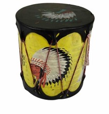Vintage Tourist Toy Drum "Genuine Indian Hand Made MAFCO Made in U. S. A."