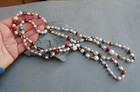 Multi-color Various Shapes Knotted Between Genuine Pearl Necklace Continuous 48"