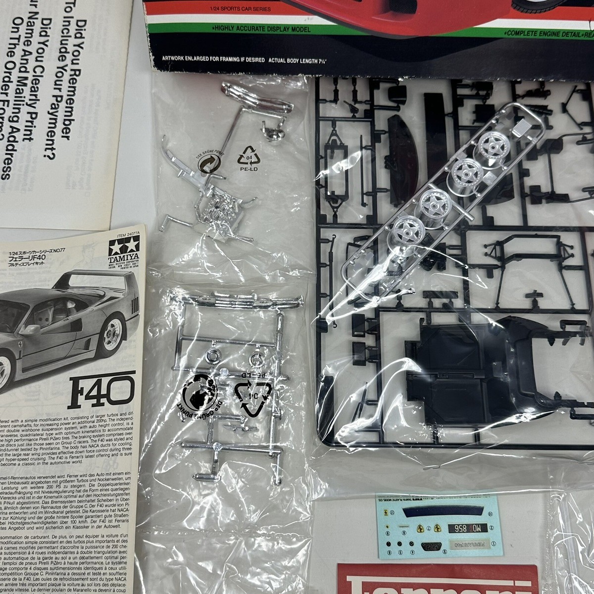 Ferrari F40 1/24 Tamiya Plastic Model Kit Sports Car Series
