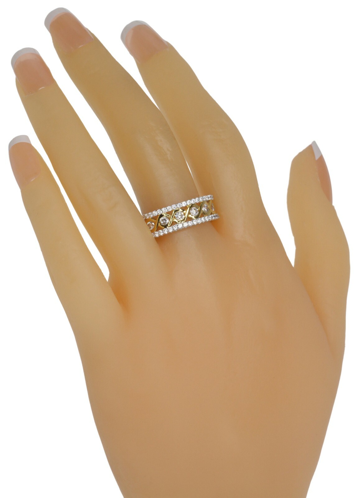 Cubic Zirconia Eternity 7mm Wide Yellow Gold Plated Sterling Silver 925