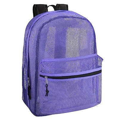 Transparent Mesh Backpacks for School Kids, Beach, Travel - Mesh See Lavender