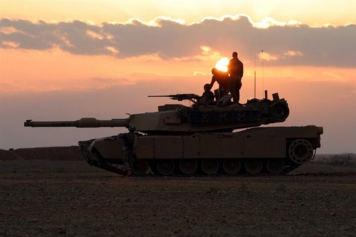2005 Marine 2nd Tank Battalion M1A1 Abrams Tanks at Husaybuh Iraq Photo