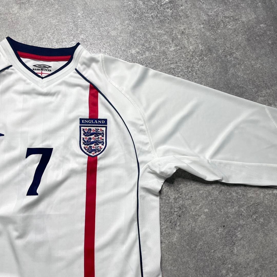 【正規品 01-03 England Home L/S Beckham #7】 Beckham England 01-03 Home Jersey #7 BNWT L/S Umbro M Size