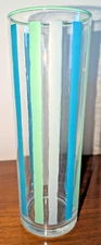 Vintage MCM Libbey Awning Stripe Tall  7" Tom Collins Glass Tumbler EUC
