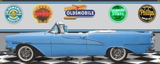 1955 Oldsmobile Starfire Twilight Blue Convertible Scene Banner Sign Mural