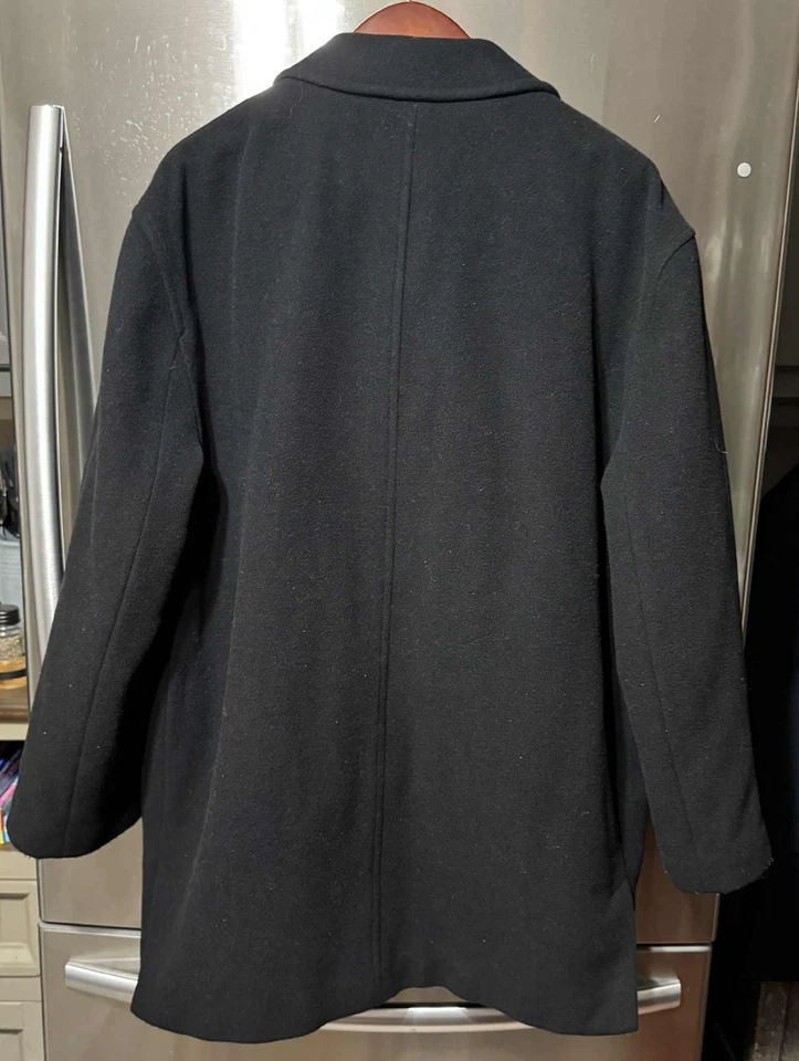 Abrigo de coche Lauren Ralph Lauren para hombre mezcla de lana y cachemir negro talla 46R Foto 2 de 4