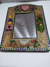 Espejo Marco Vintage Corazón Pájaro Pajarera Luna Decorativo Encimera o Percha
