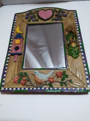 Vintage Frame Mirror Heart Bird Birdhouse Moon Decorative Counter Top Or Hanger