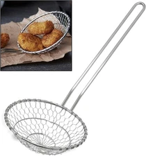 Hicook Stainless Steel Kitchen Spider Strainer Skimmer Ladle 5 INCH, Silver 