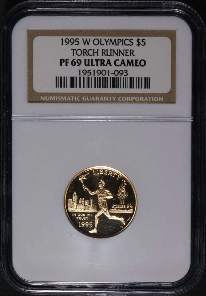 1995-W Torch Runner Commem Gold $5 NGC PF69 Ultra Cameo - Brown Label - STOCK - Image 3 of 4