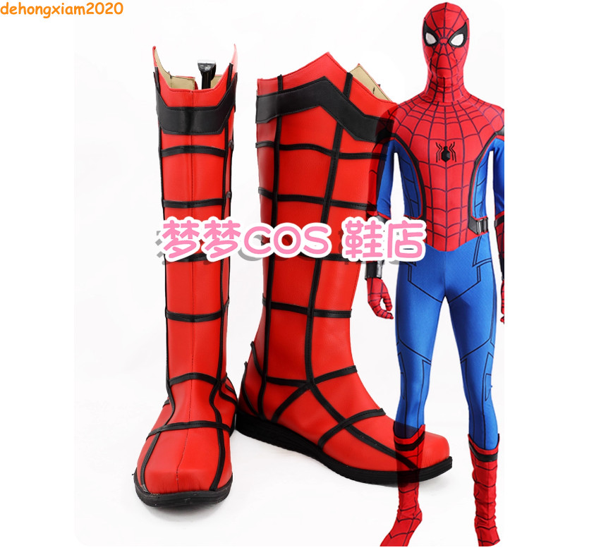 NUEVO Spider-Man Zapatos de Cosplay Rojo Botas Largas Personalizadas Para Hombre Botas de Cuero