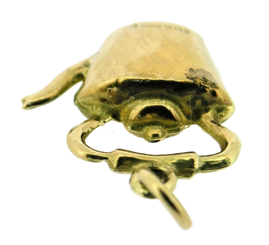 Wasserkocher Anhänger 9kt Gold Gelb Old Fashion Kochendes Wasser Design Vintage gepunzt