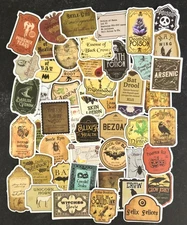 Halloween Harry Potter Potion Bottle Label Stickers Vintage Style - Set of 10