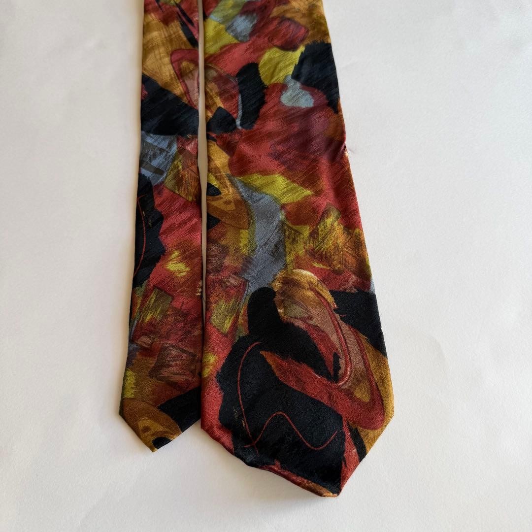 GIVENCHY Abstract Pattern Red/Orange Silk Tie All… - image 3