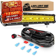 20-Inch 420W Triple Row Yellow LED Light Bar Combo w/ 16AWG Wiring Harness Kit