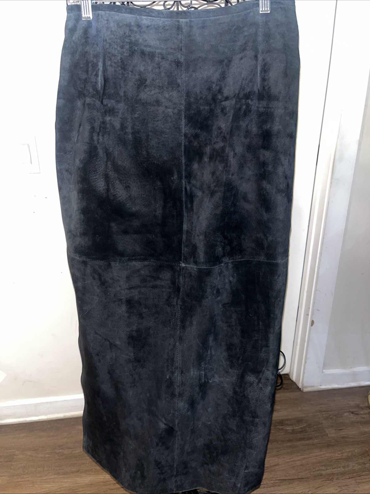 VINTAGE ST. JOHNS BAY Skirt Womens Genuine Leather Washable Suede Lined 12 Black