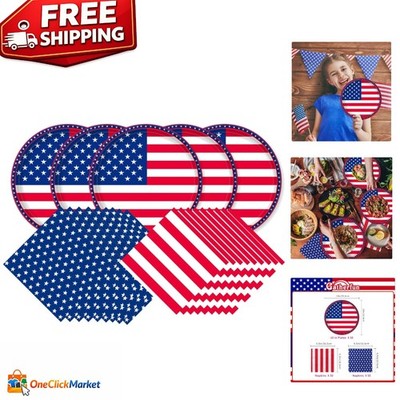 Complete Patriotic Tableware Set: 50 Quality Napkins & Plates for All Occasions
