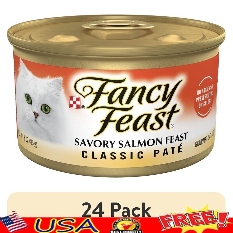 Grain-Free Salmon Pate Wet Cat Food High Protein Kitten Canned Food 24 Pack