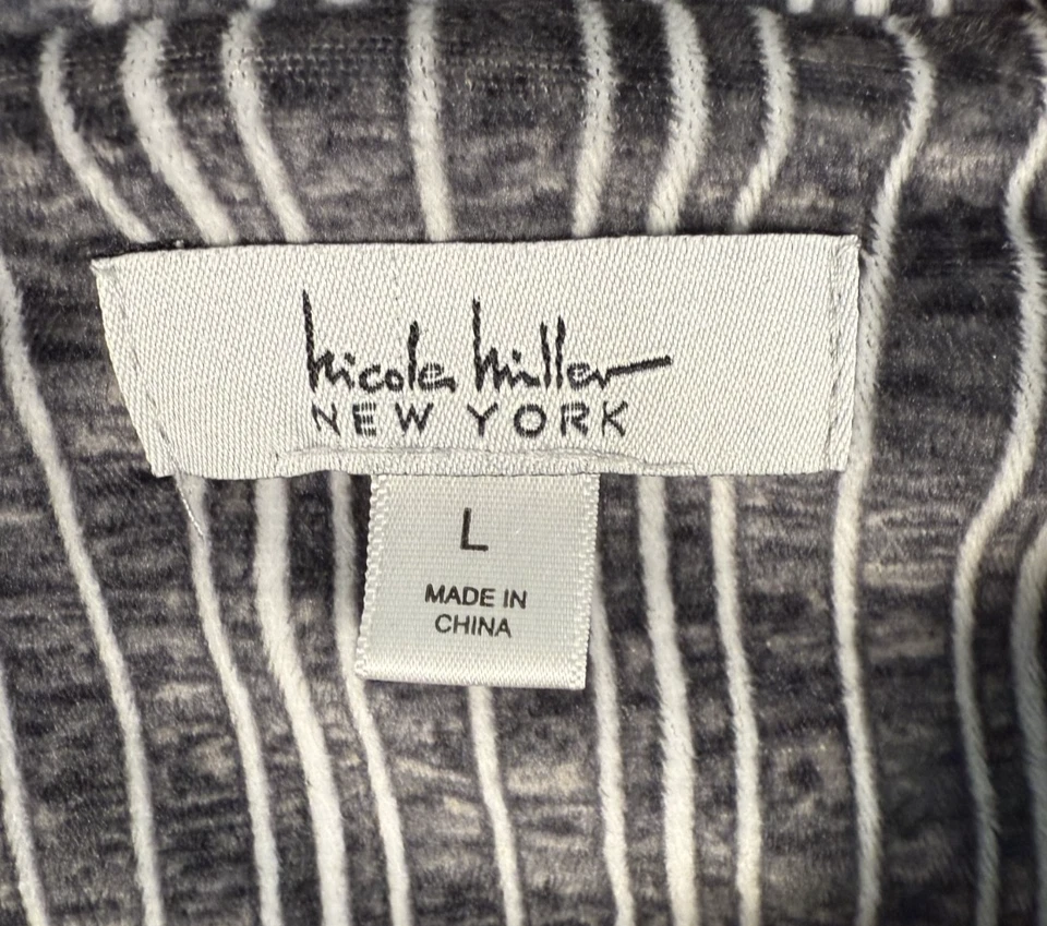 Conjunto de 2 piezas de terciopelo elástico Nicole Miller para mujer L gris blanco rayas mangas largas Foto 2 de 4