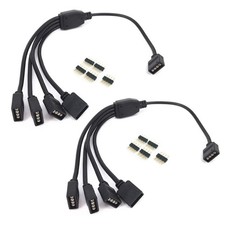 2 Pcs Black 4 Pins LED Splitter Cable LED Strip Connector 4 Way Splitter Y Split