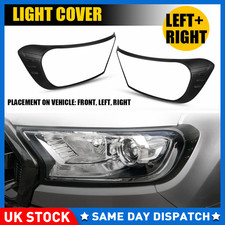 2x Headlight Cover Trims Surround Covers Matte Black Set For Ford Ranger 2015-22