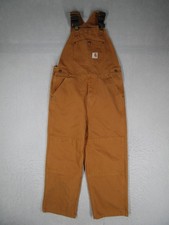 Carhartt Bib Overalls Youth 12 Brown Duck Canvas Double Knee Workwear Pants