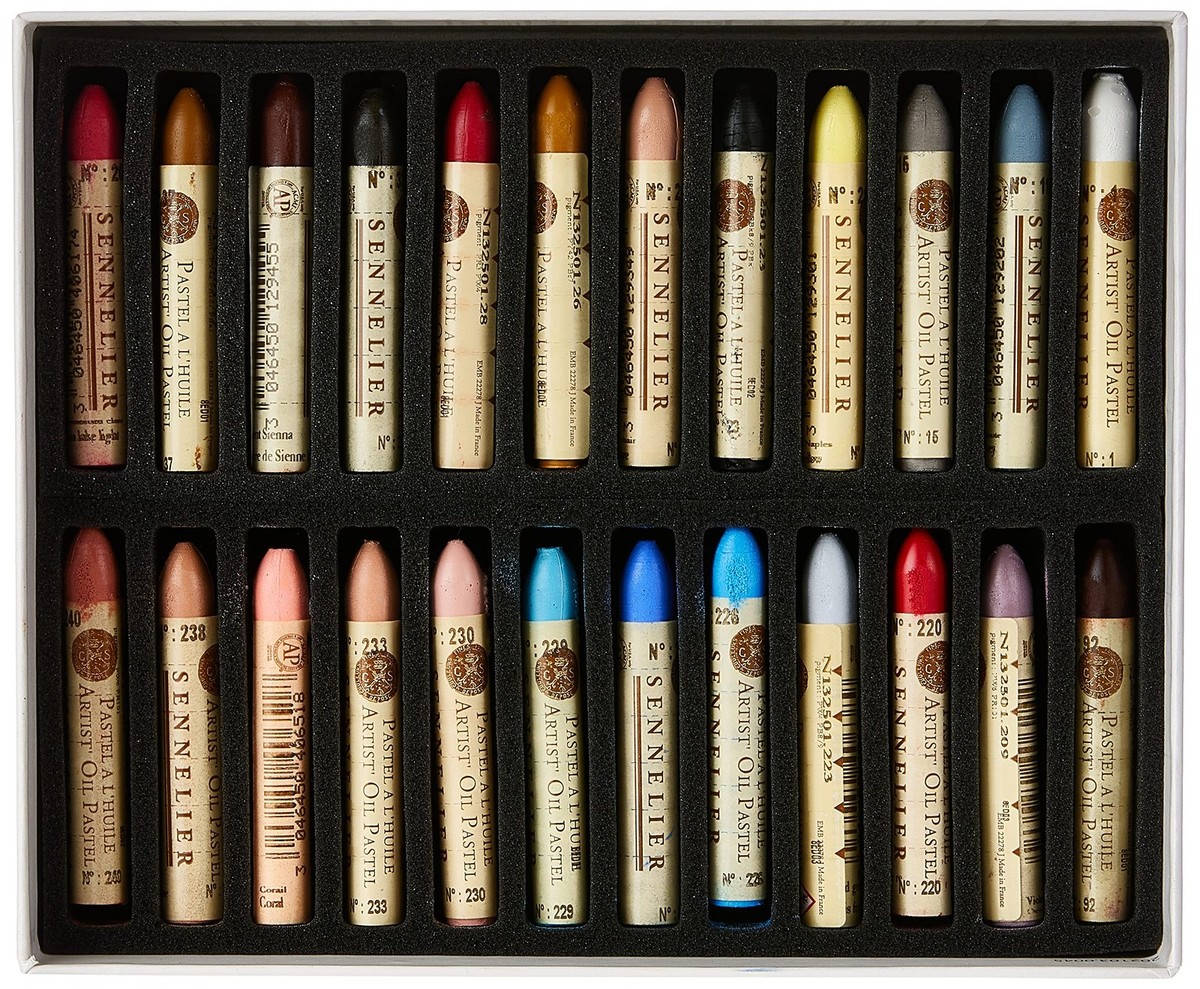 Sennelier Cardboard Oil Pastel Set, 24 Count (Pack of 1), Office