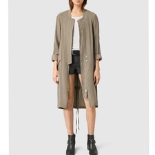 ALL SAINTS Elio Bomber Parka Jacket US 6 Relaxed Fit Light Olive Green