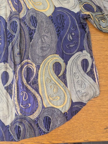 Goouch camicia con bottoni uomo taglia XL viola paisley astratta forte discoteca vintage - Foto 15 di 16