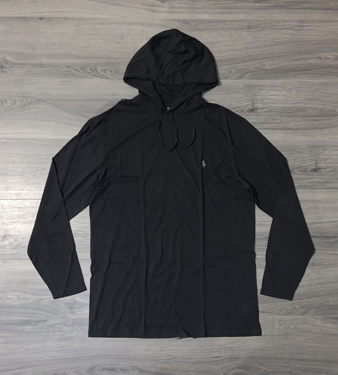 Polo Ralph Lauren Hooded Long Sleeve Cotton T Shirt Black Men