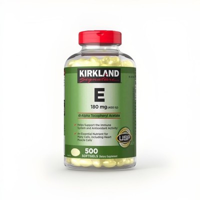 Kirkland Signature Vitamin E 180 mg 400 IU 500 Softgels Gluten Free Lactose Free