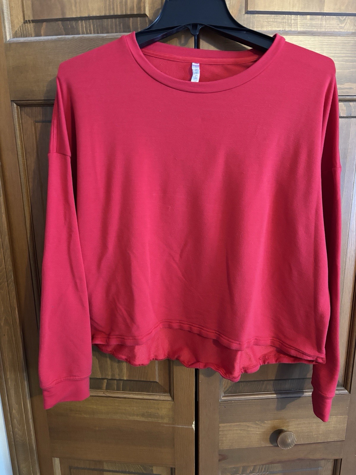 Fabletics Solid Red Exposed Elastic Bottom Rouche… - image 1