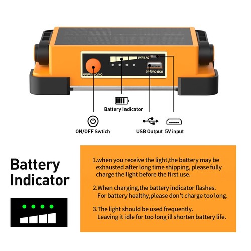 50W 144 LED Arbeitsleuchte Akku Aufladbar Baustrahler Flutlicht Werkstattlampe - Bild 14 von 21