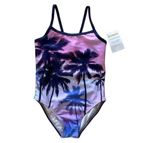 Gymboree Girl’s Size EXTRA SMALL (4) Palm Swimsuit 1 piece UPF 50+ Purple Pink - Picture 6 of 6