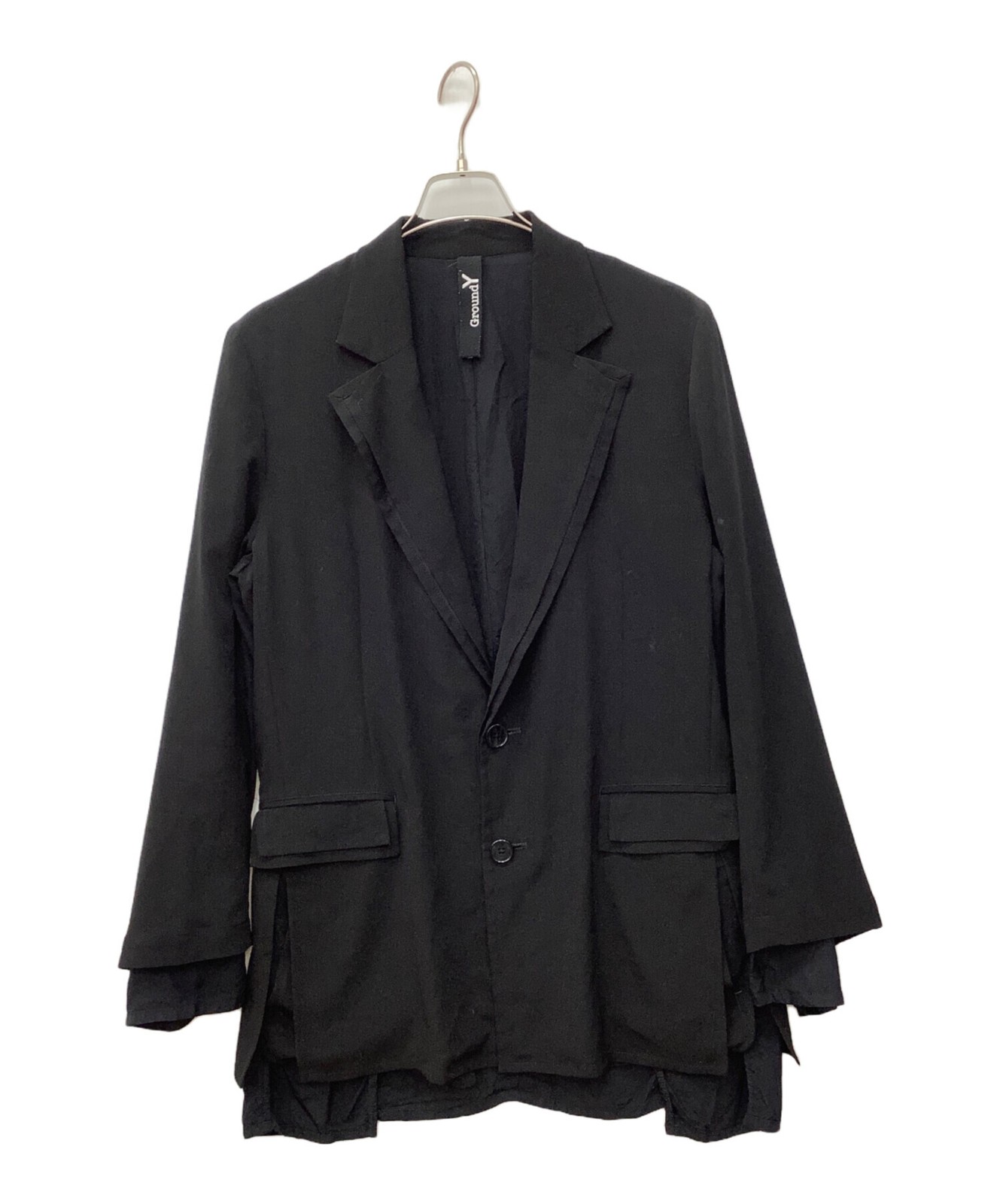 GROUND Y / Crepe de Chine Double Jacket/ Black/ Size: 3