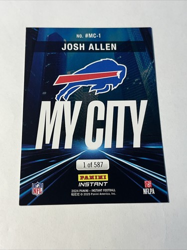 2024 2025 Panini Instant My City /587 In Hand Josh Allen - Picture 2 of 2