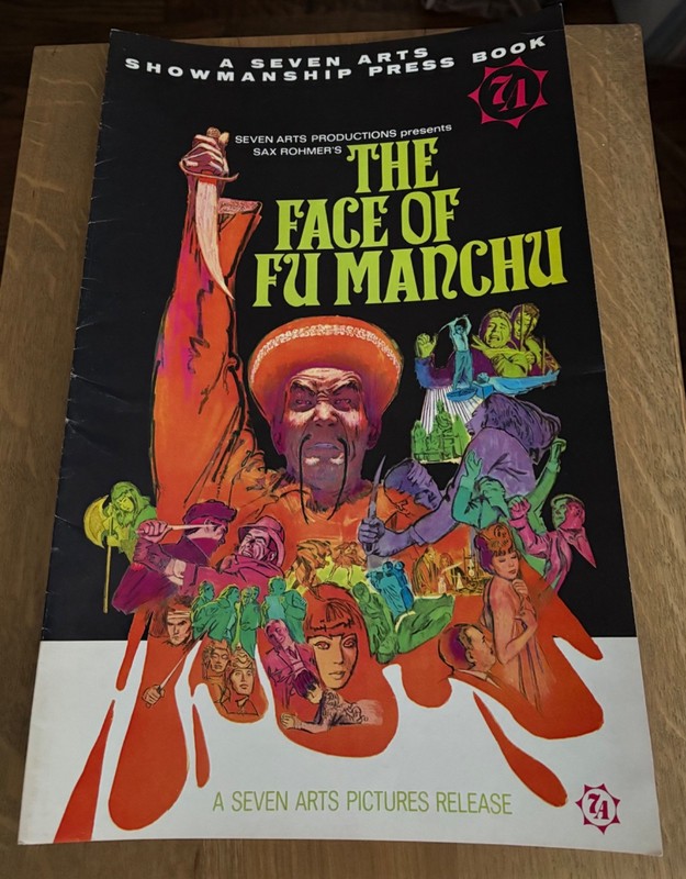 THE FACE OF FU MANCHU Rare Pressbook 1965 CHRISTOPHER LEE Bonus Newspaper Herald