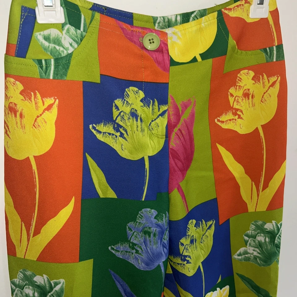 RARO Pantalones XOXO Pop Art Años 90 De Colección Talla 3 Pequeña Pierna Cónica Brillante Estilo Warhol Foto 2 de 4
